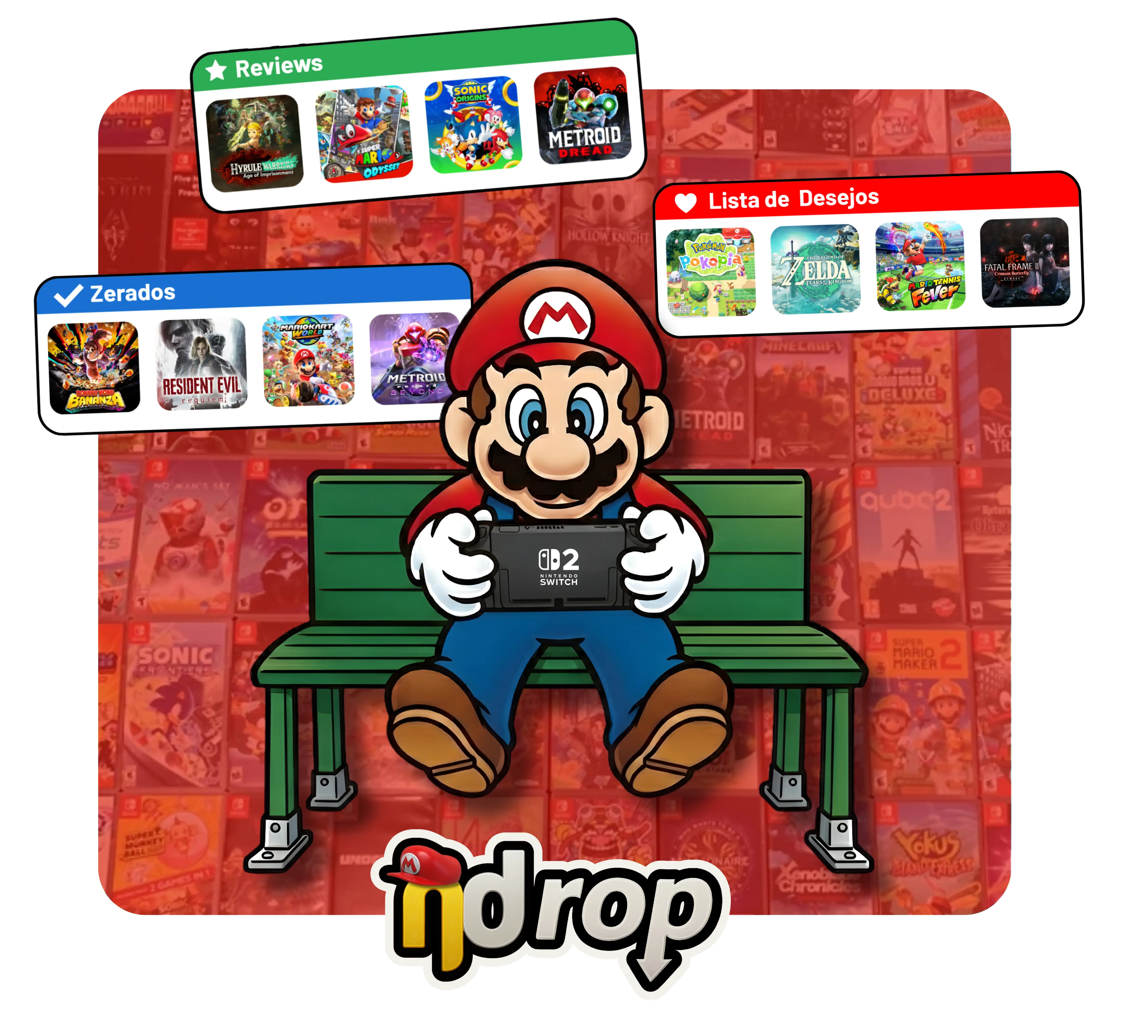 Ndrop - Organize, avalie e descubra jogos Nintendo